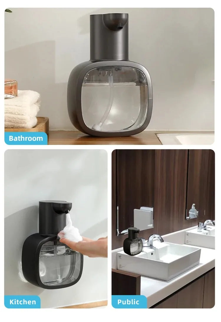 New Wall Mounted Automatic Soap Dispenser Foam Smart Hand Washing Machine 500ml Liquid Rechargeable Bathroom Induction Sensor.