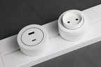 Track Socket Kitchen Wall Outlet with USB | FR/EU/US/UK Universal Standard Round Removable Adapter Plug – White