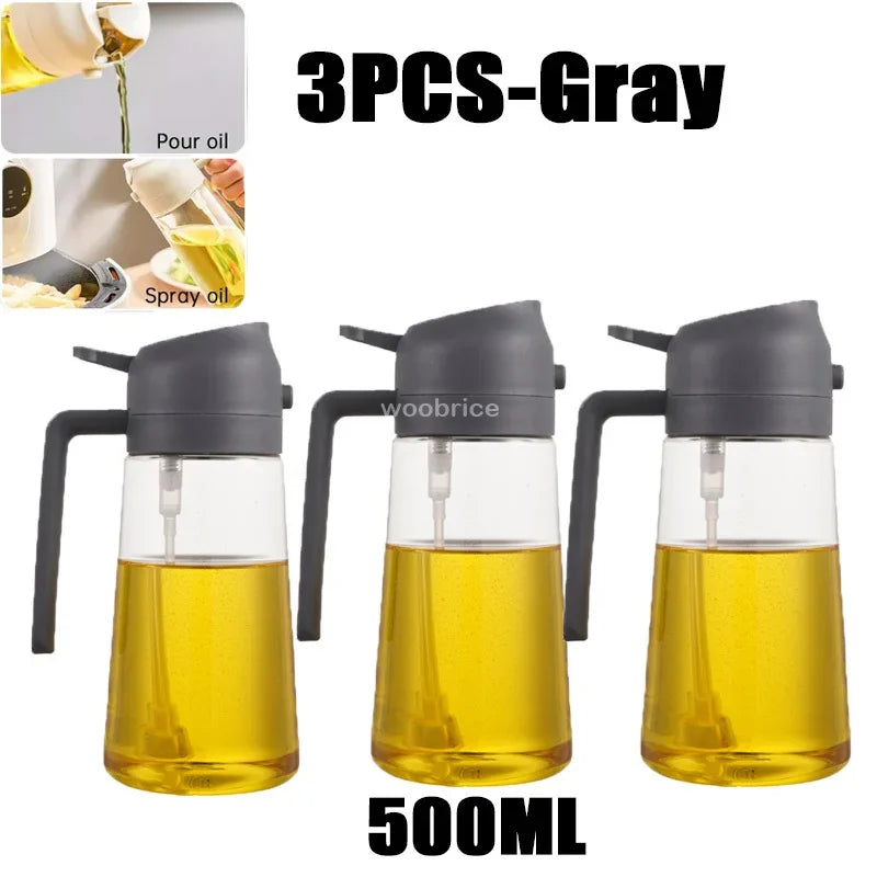 2in1 Kitchen Spray Oil Dispenser 500ml Oil  Sprayer Polisher for Air Fryer Salad Grilling Roasting Cooking Kitchen Acceesories