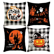 Halloween Pillow Covers – Trick or Treat, Spooky Castle & Jack-O’-Lantern Designs (Single-Sided)