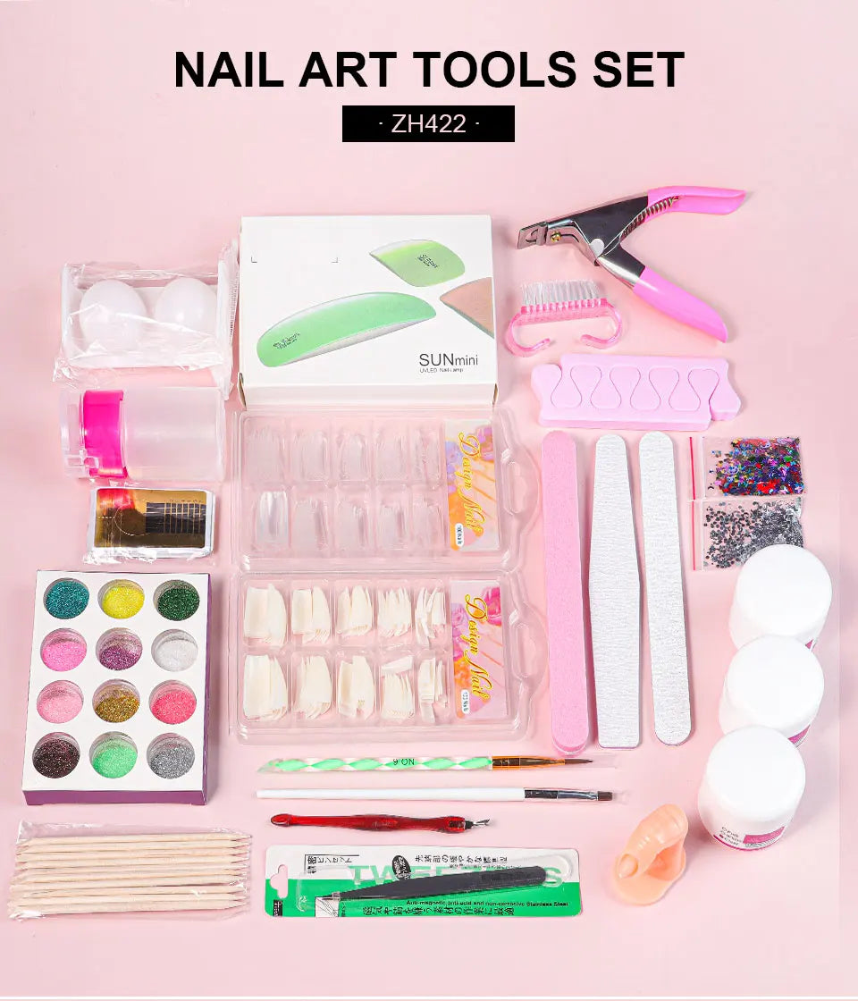 Limegirl Acrylic Powder & Liquid Monomer Nail Art Kit – Crystal Glitter Set