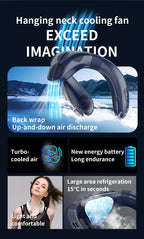 New Portable Neck Fan 5200mAh Neck Air Conditioner Rechargeable Semiconductor Cooling  Fan Outdoor Personal Fan Wearable Cooler