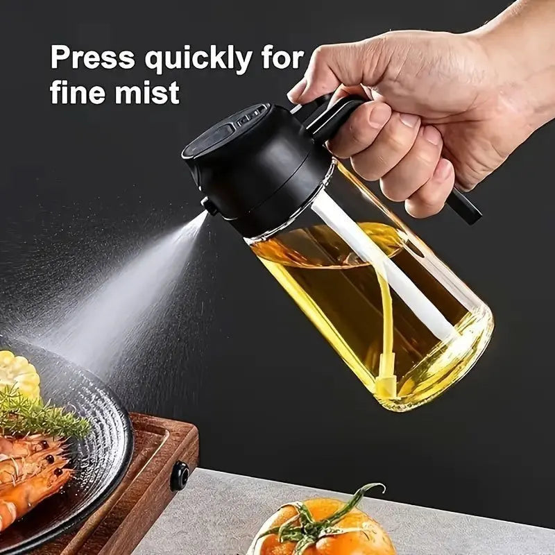 2-in-1 Spray Bottle, 470ml, Suitable for Cooking, Salad Dressing, Air Fryer, Baking Kitchen Oil, Vinegar Spray Bottle Leak Proof