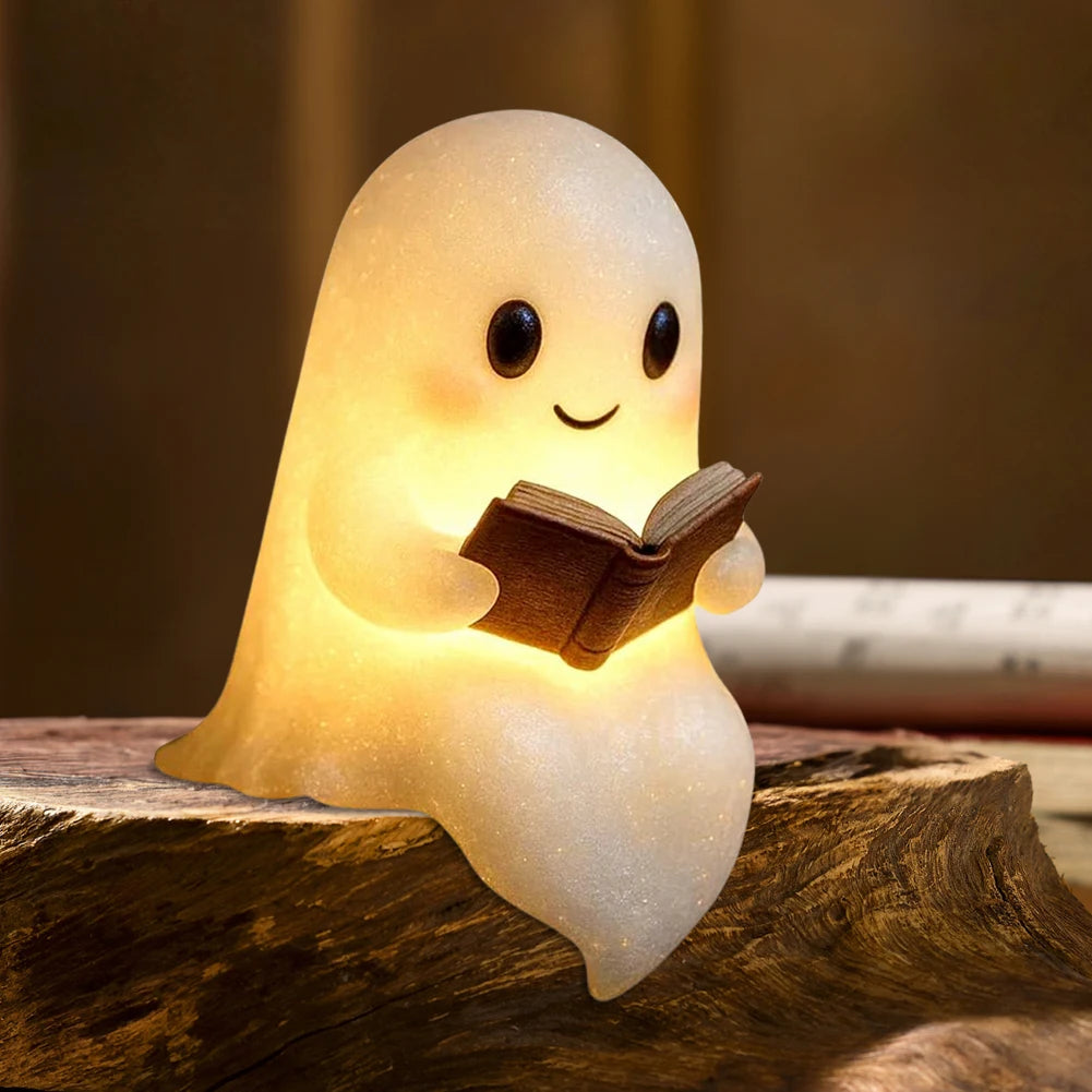 Cute Ghost Reading Lamp Halloween 3D LED Night Light Spooky Desk Light For Bedroom Study Book Lovers Home Office