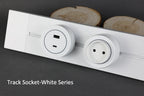 Track Socket Kitchen Wall Outlet with USB | FR/EU/US/UK Universal Standard Round Removable Adapter Plug – White