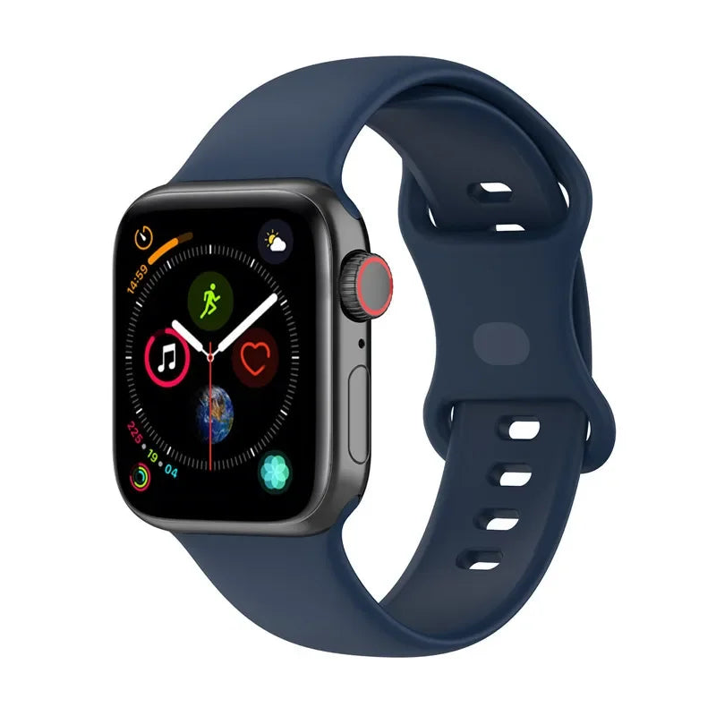 Silicone Strap for Apple Watch Series 9 8 7 6 5 4 3 SE (38mm 40mm 41mm 42mm 44mm 45mm 49mm) – Soft Rubber Sport Band for Men, Women & Kids – Compatible with W26 W37 W46 W56 FK88 IWO7 Pro Max Plus Smartwatch