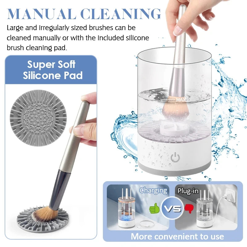 USB Plug Portable Electric Makeup Brush Cleaner Folding Powder Puff Cleaning Tool Makeup Brushes Automatic Washing Stand Device