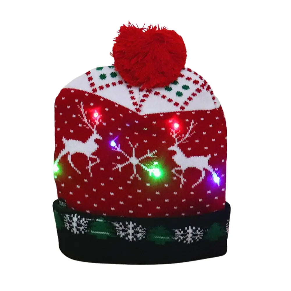 LED Christmas Knitted Beanie Hat – Light Up Xmas Sweater Cap, Unisex Winter Beanie with Colorful LEDs