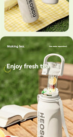 2L Stainless Steel Thermal Water Bottle – Large Vacuum Flask with Straw for Hot & Cold Drinks, Travel & Outdoor Sports