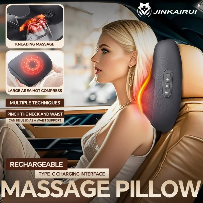 Neck Massage Pillow Shoulder Neck Massager Full Body Warming Kneading Home Car Waist Cushion Gift