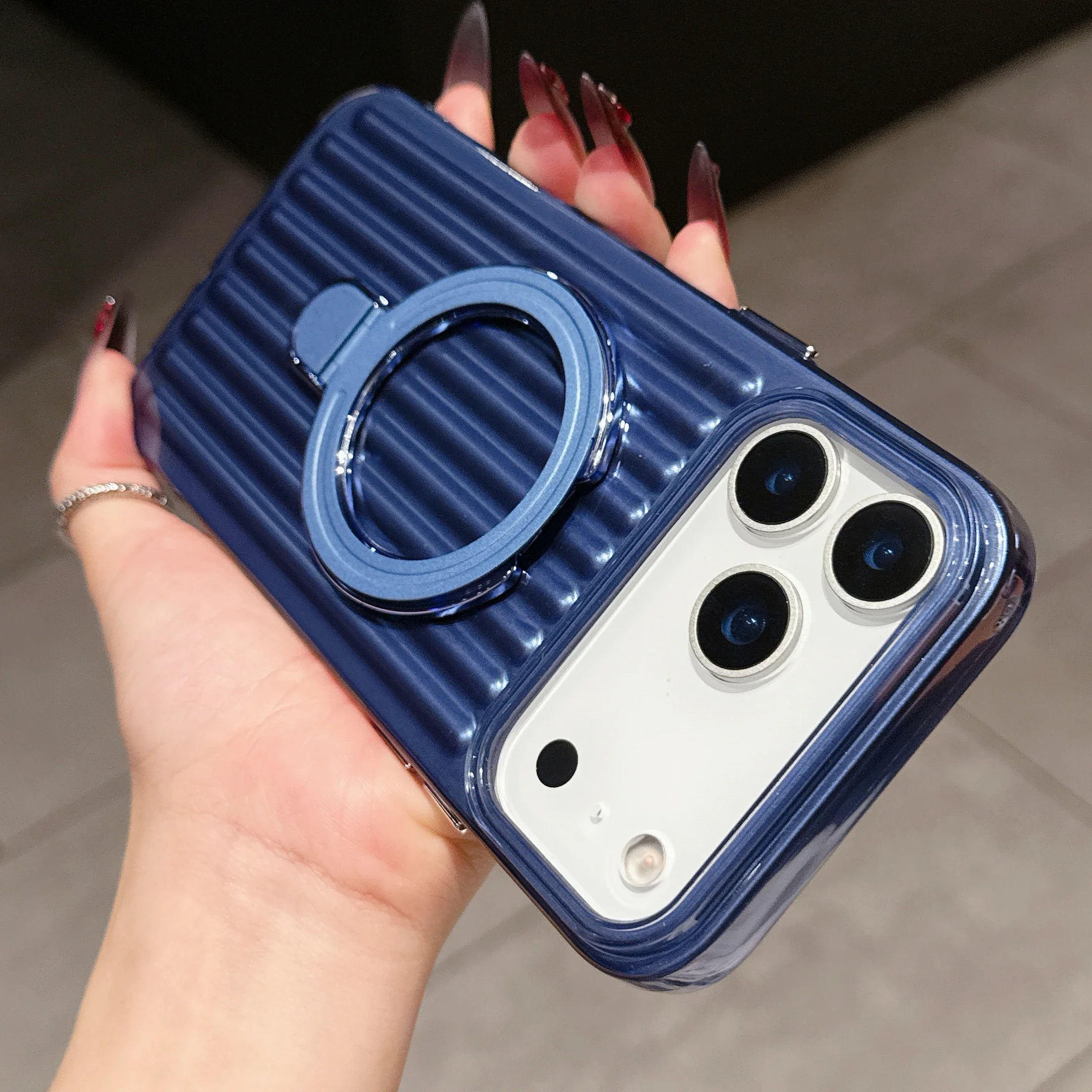 iPhone 17 Series Mag Safe Case – Corrugated Stripe Design | Slim Protective Wireless Charging Cover