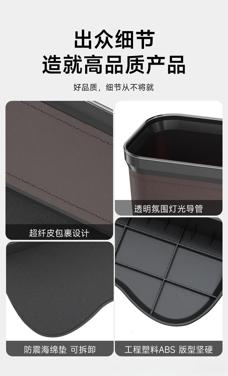 Car Crevice Storage Organizer Box Car 2 USB Charging Colour Light Seat Gap Storage Box LED Auto Interior Stowing Tidying