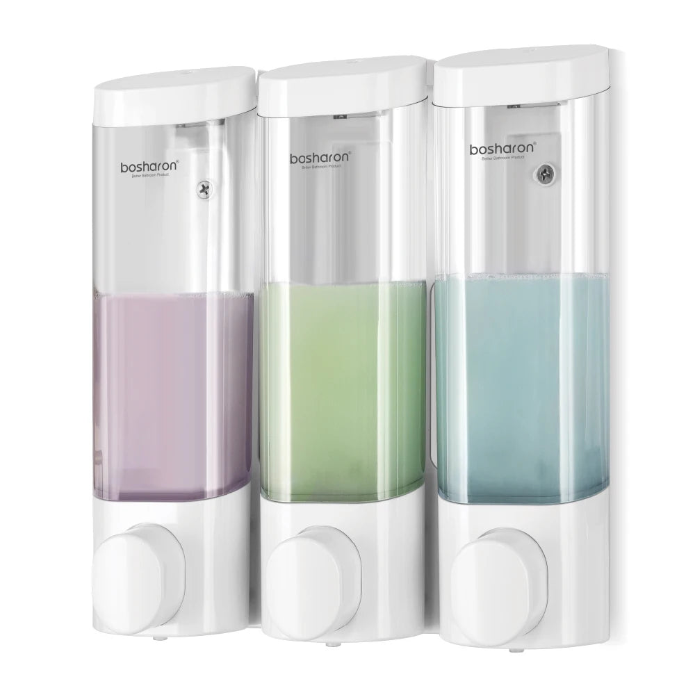 Wall Mounted Shampoo and Conditioner Dispenser, Body Wash, Shower Soap, Lotion, Gel Container, 3 × 300 ml