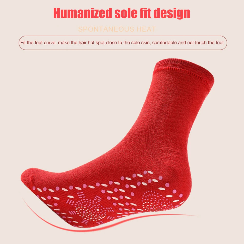 1 Pair Self-Heating Shaping Socks Pain Relief Thermal Circulation Sock Tourmaline Cold-Resistant for Men Women Outdoor