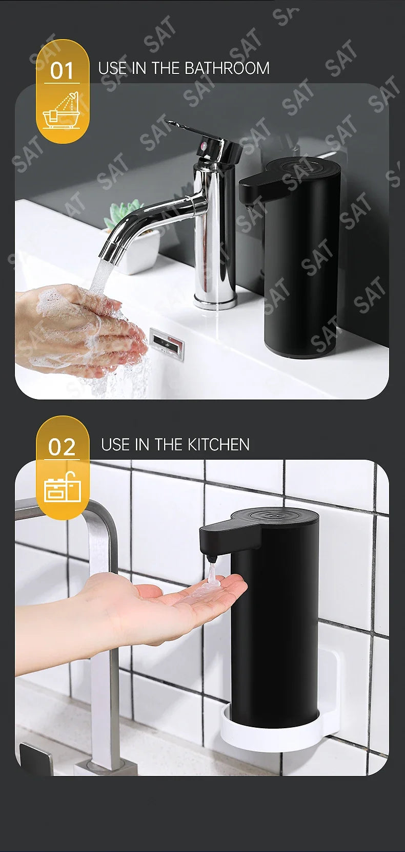%a For New Sensor Non-contact Liquid Soap Dispenser for Kitchen Automatic Washing Hand Machine Washer Shampoo Detergent Dispen