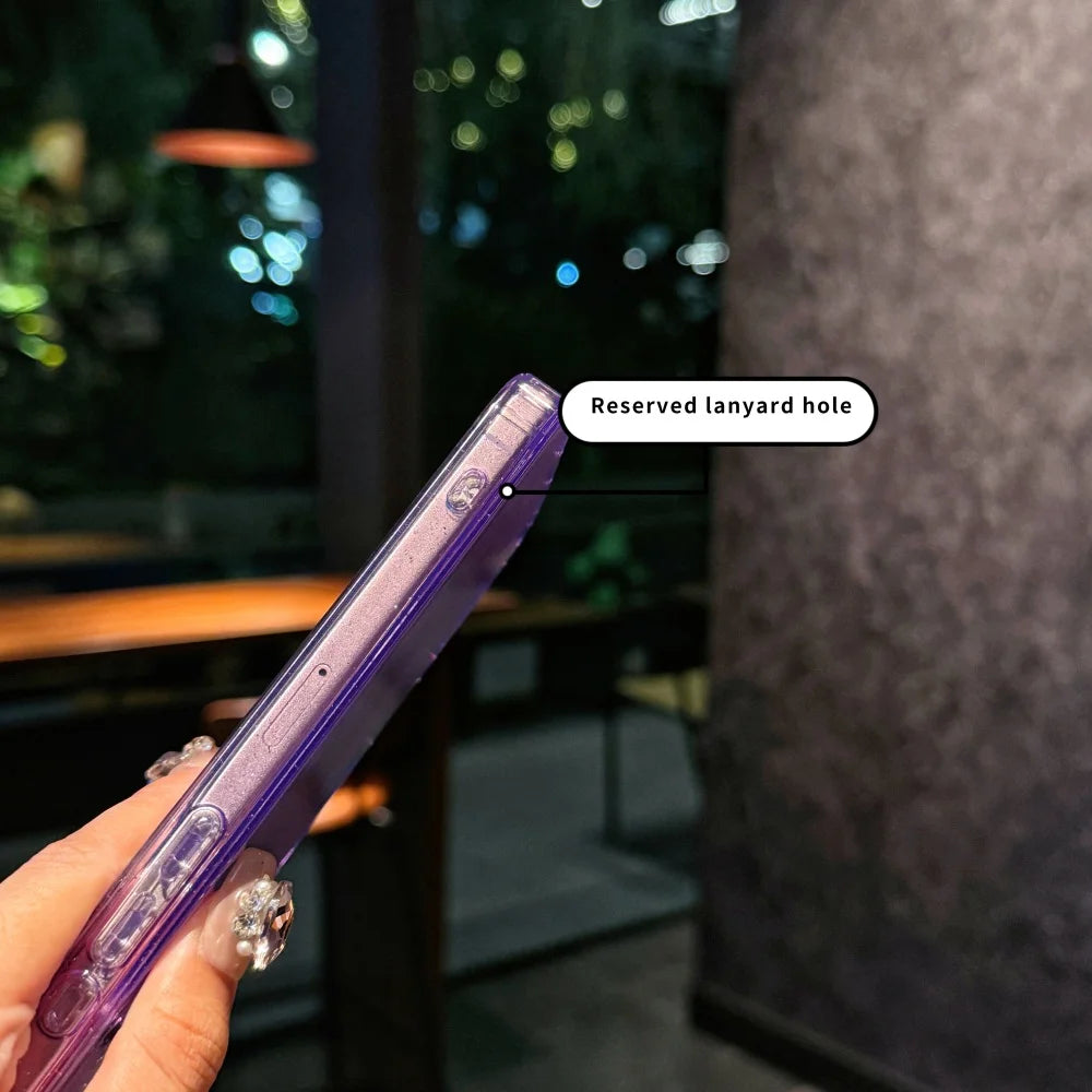 Transparent Glitter Protective Case for iPhone 17 | Sparkly Shockproof Cover in Black & Purple