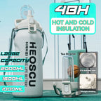 2L Stainless Steel Thermal Water Bottle – Large Vacuum Flask with Straw for Hot & Cold Drinks, Travel & Outdoor Sports