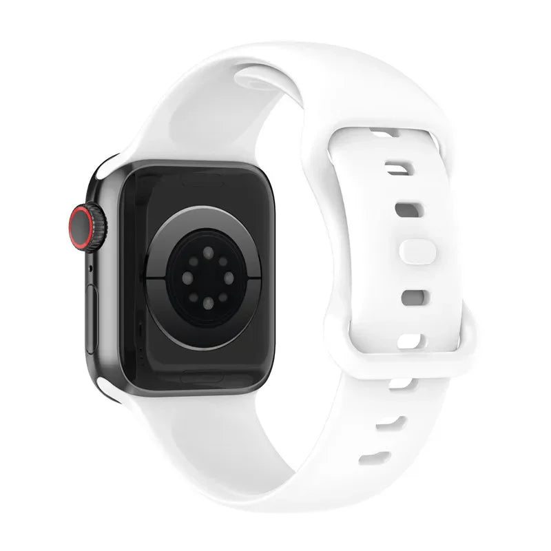 Silicone Strap for Apple Watch Series 9 8 7 6 5 4 3 SE (38mm 40mm 41mm 42mm 44mm 45mm 49mm) – Soft Rubber Sport Band for Men, Women & Kids – Compatible with W26 W37 W46 W56 FK88 IWO7 Pro Max Plus Smartwatch