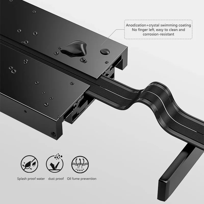 Wall Power Rail Socket – Kitchen Aluminum Expansion Socket 40cm / 50cm | Built-in Countertop Power Strip with Multiple Slots
