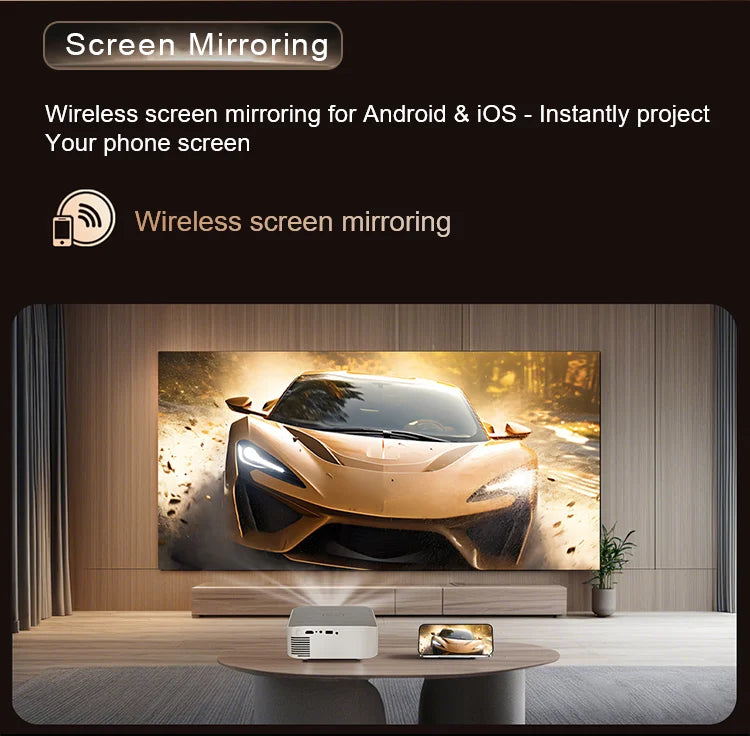 Everycom Vortex 4k Portable Projector Android TV 11 600ANSI Lumens 1080p Full Hd Wifi6 Bluetooth Speaker Home Theater For Phones